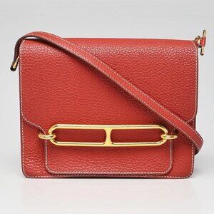 Hermes 23cm Sanguine Clemence Leather Roulis Bag